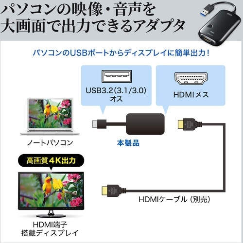 SANWA USB3.2 HDMIディスプレイアダ