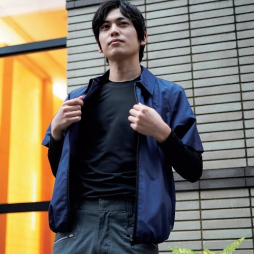 岡潮 空調半袖ブルゾン 20301 ネイビー L