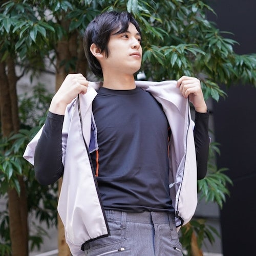 岡潮 空調半袖ブルゾン 20303 シルバー M