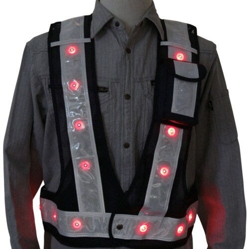 ミズケイ 多機能ベスト「光るんです」赤青交互切替L