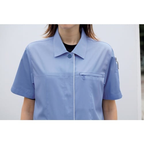 桑和 614 レディース半袖スモック ブルー 4L