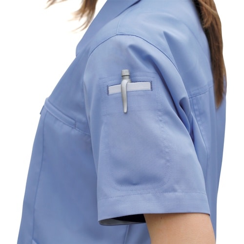 桑和 614 レディース半袖スモック ブルー 3L