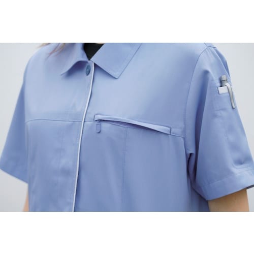 桑和 614 レディース半袖スモック ブルー M