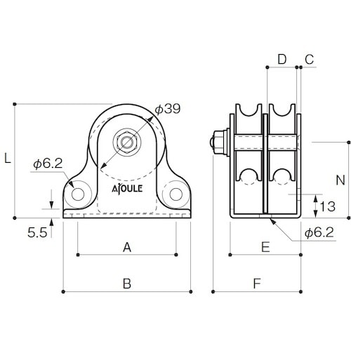 ふじわら 固定ブロック タテ型、ヨコ型兼用タイプ2