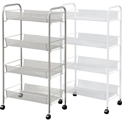不二貿易 メッシュ トローリー4段WH