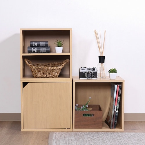 不二貿易 キューブボックス 棚付 ナチュラル CB