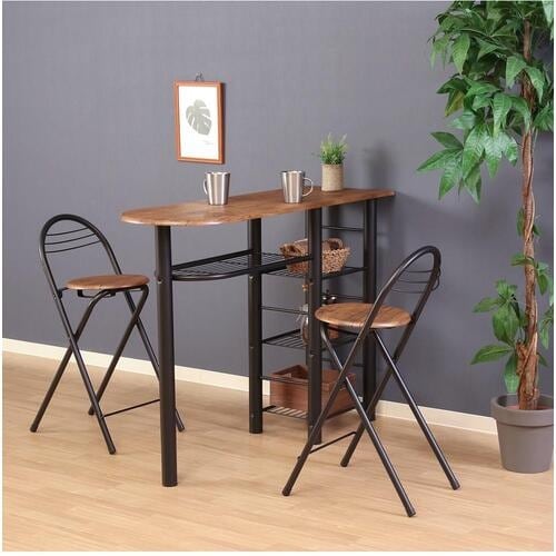 不二貿易 カウンターテーブルチェアセット3点BR