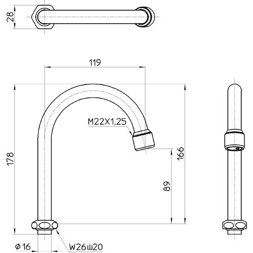 SANEI 泡沫横形ツル首パイプ