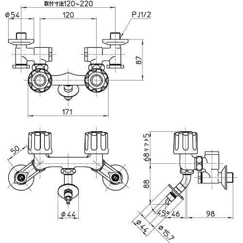 SANEI ツーバルブ洗濯機用混合栓
