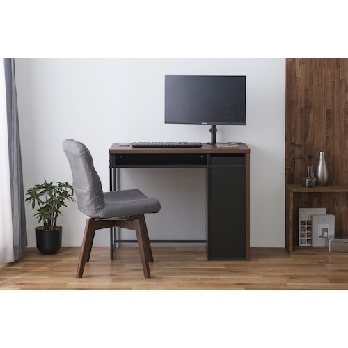 IRIS 297157 収納付きデスク ウォールナ