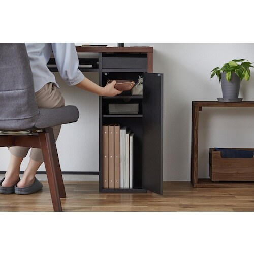 IRIS 297157 収納付きデスク ウォールナ