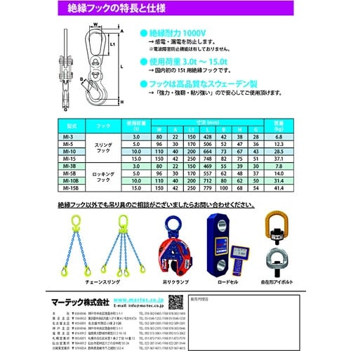 MARTEC 絶縁フック MI−3 スリングフック