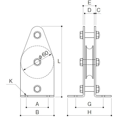 ふじわら 固定ブロック タテ型1車60mm
