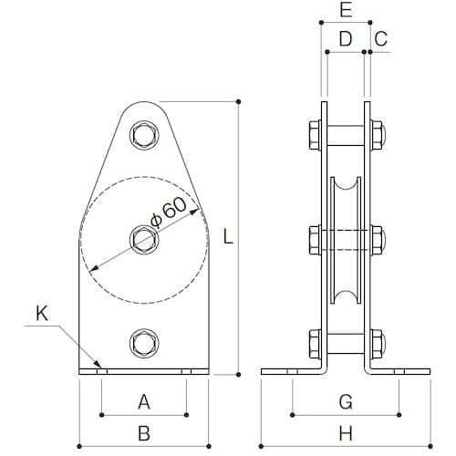 ふじわら 固定ブロック タテ型1車60mm