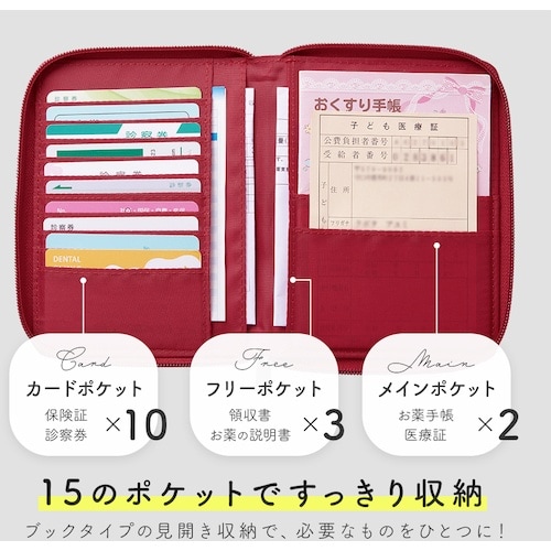 アイメディア コンパクト通院ケースワインレッド A