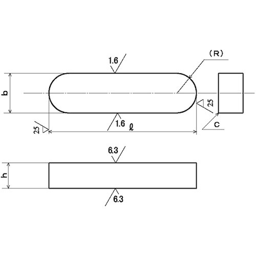 SUNCO JIS S45C 両丸キー 15X1