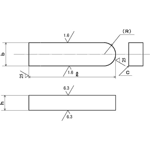 SUNCO JIS S45C 片丸キー 20X12