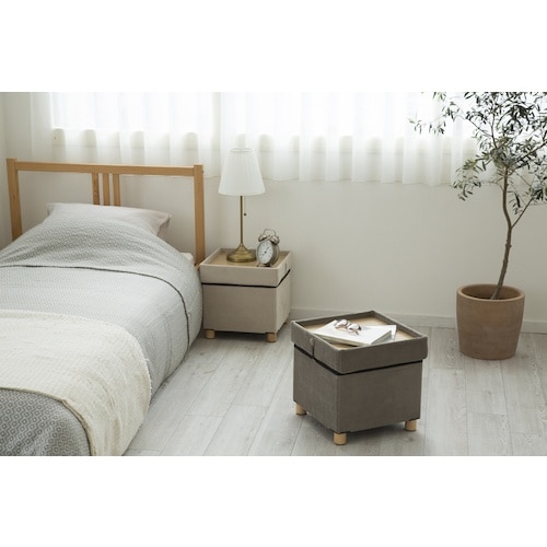 IRIS 573499 脚付き収納スツール グレー