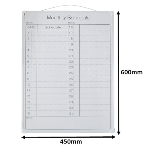 サンケー 樹脂枠ホワイトボード 月予定 縦型 45
