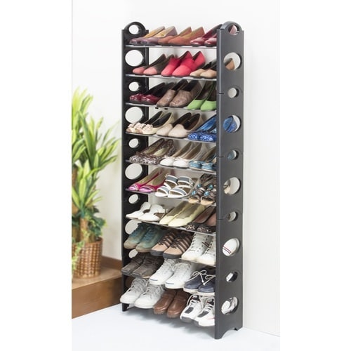 TASSCOM カバー付き10段シューズラック ブ