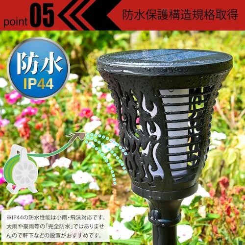 wasser ソーラー充電式LEDライト トーチ型