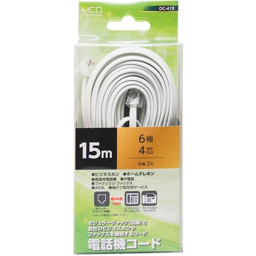 MCO 電話機コード 6極4芯 15m 白