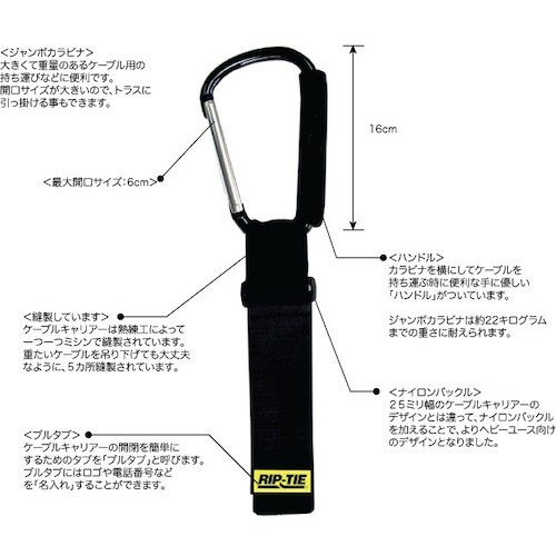 RIP−TIE ケーブルキャリアー(特大カラビナ・