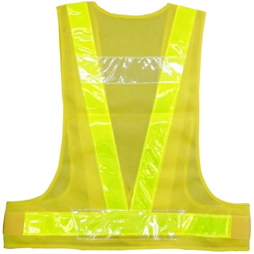 岡潮 差し替え式反射ベスト/安全ベスト 黄×黄