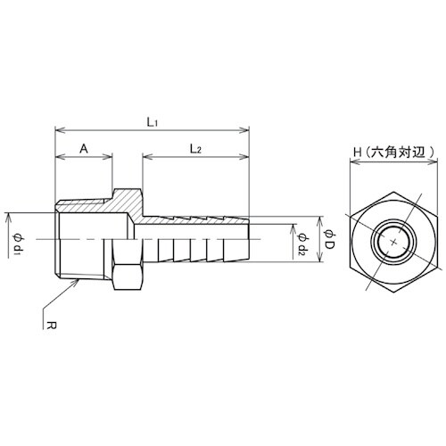 KOKUGO ホースニップル(黄銅製) GHN−0