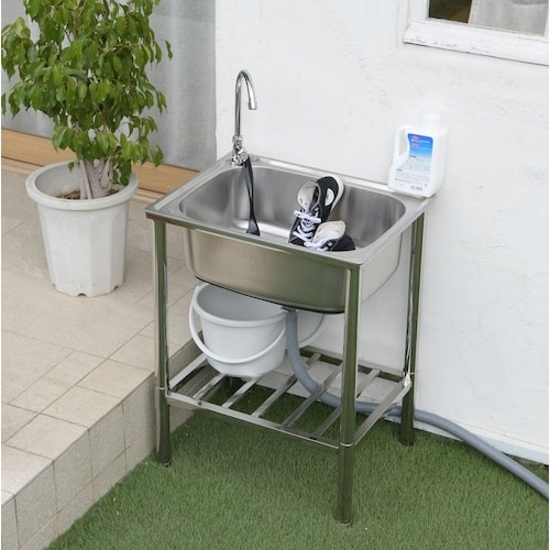 TASSCOM 蛇口付きステンレス流し台 幅60c