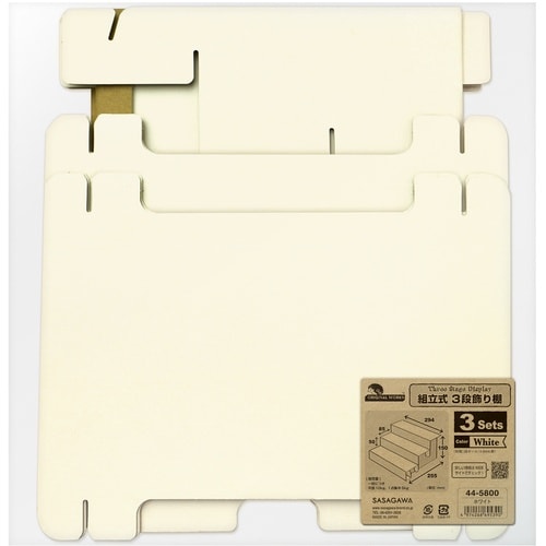 ササガワ 紙製什器 組立式3段飾り棚 ホワイト