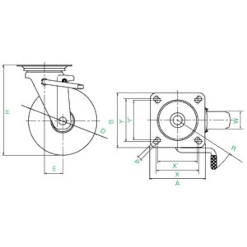 ユーエイ プレート式 自在 キャスター ウレタン