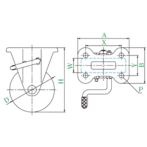 ユーエイ プレート式 固定 キャスター ウレタン
