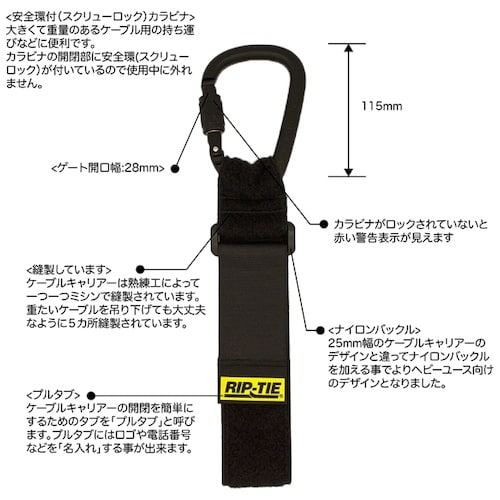 RIP−TIE ケーブルキャリアー(安全環付きカラ