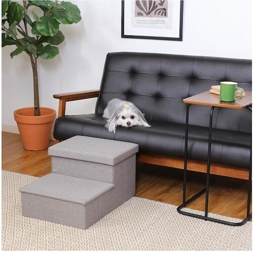 不二貿易 収納付きペットステップ ライトグレー