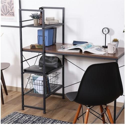 不二貿易 左右組み換えラック付きデスク ルカ BR