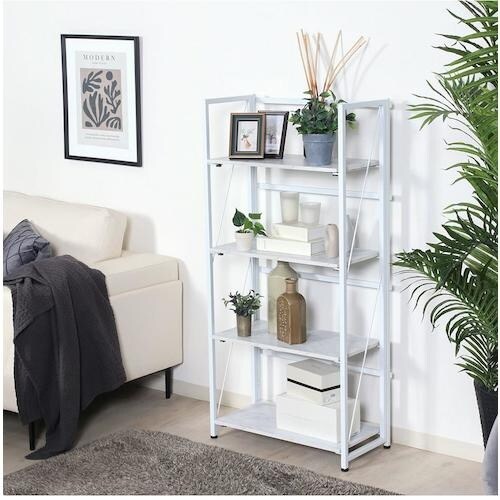 不二貿易 折りたたみシェルフ アロン4段 ストーン