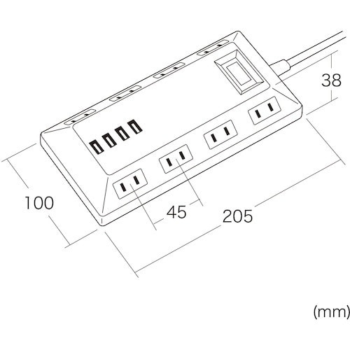 SANWA USB充電ポート付きタップ 平型 ブラ