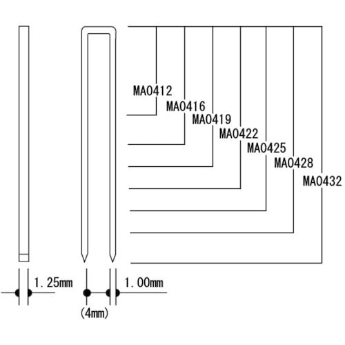 立川ピン MA04ステープル 肩幅4mm 長さ25