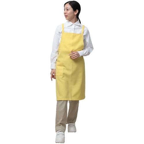 岡潮 ポケット付き胸あてエプロン (ポリエステル1