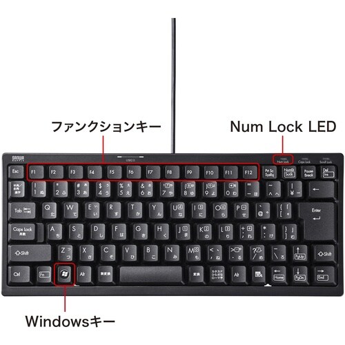 SANWA USBハブ付コンパクトキーボード