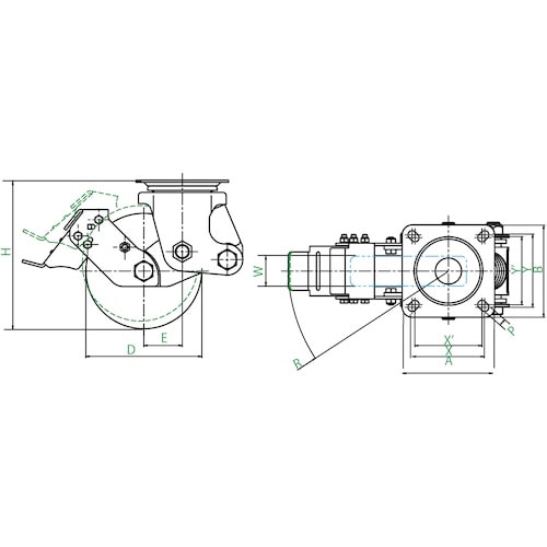 ユーエイ プレート式 自在 キャスター ウレタン