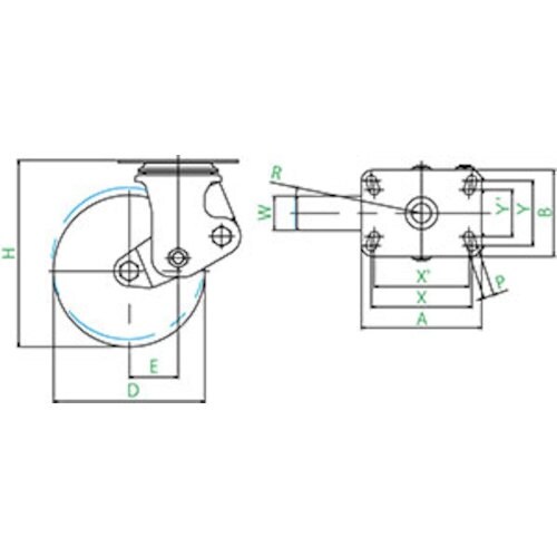 ユーエイ プレート式 自在 クッションキャスター