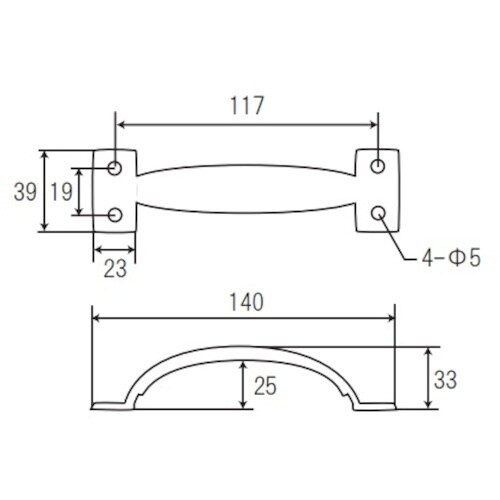 フジテック 四ッ穴流線ハンドル 小
