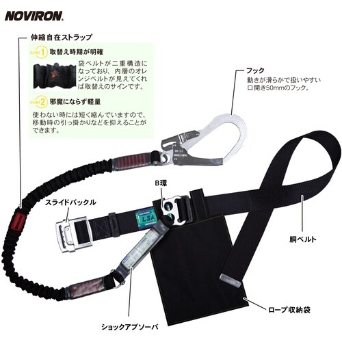 TSUYORON 胴ベルト型墜落制止用器具(伸縮タ