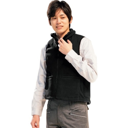岡潮 黒色フリース発熱ベスト+モバイルバッテリー1