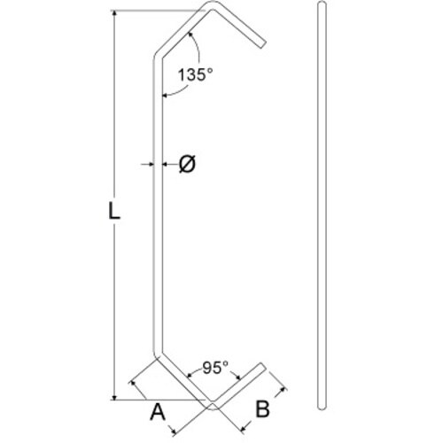 IWATA スタンダードフック 鉄(角曲げ)(25
