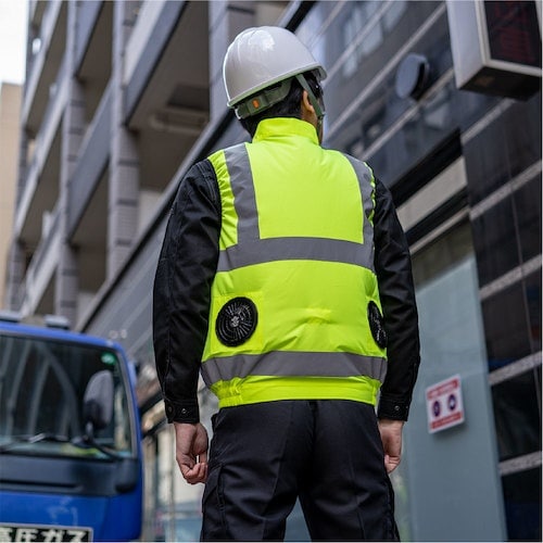 岡潮 高視認性空調安全ベスト+ブラシレスファン・モ