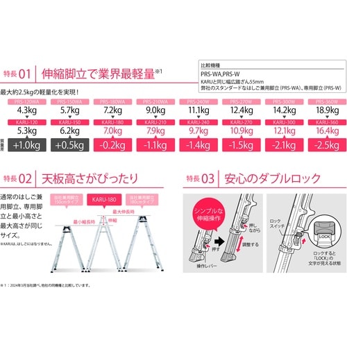アルインコ 軽量伸縮専用脚立KARU