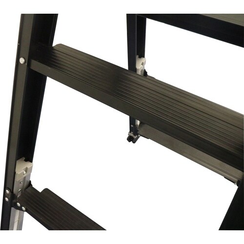 アルインコ 伸縮脚立(ステップ幅広) ブラックカラ